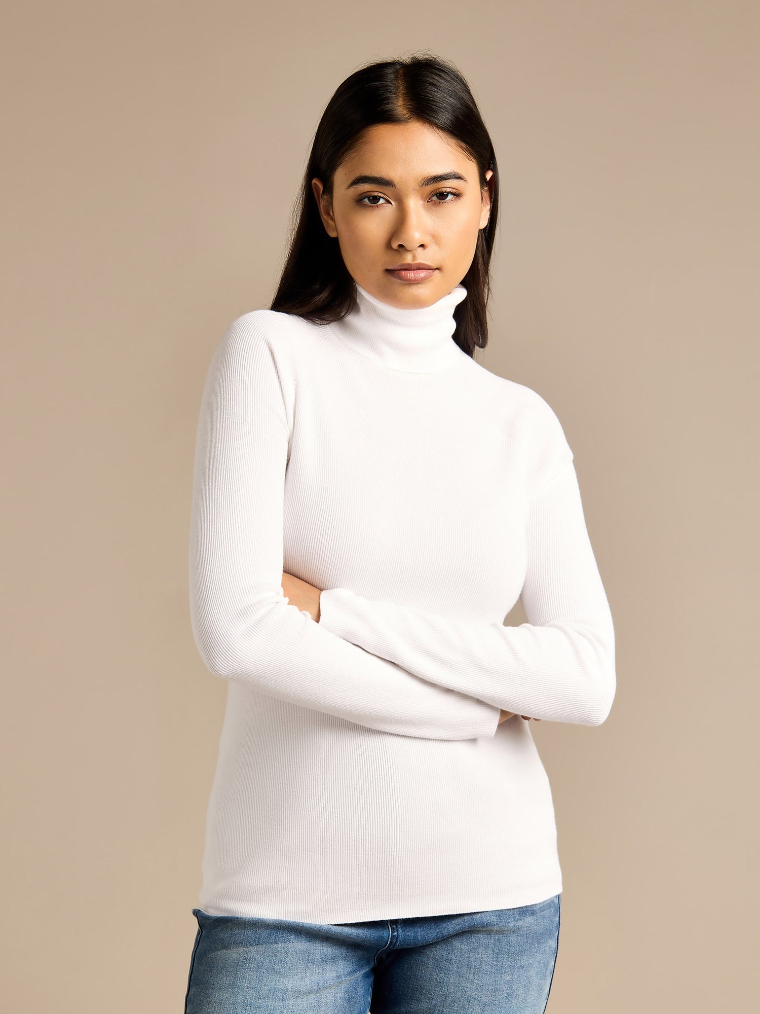 Jeans White Polo Neck Jumper Womens Anna Knit White Turtle Neck
