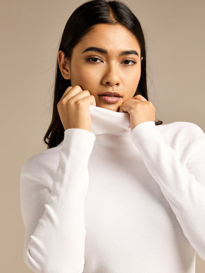 Anna Knit White Turtle Neck Jumper