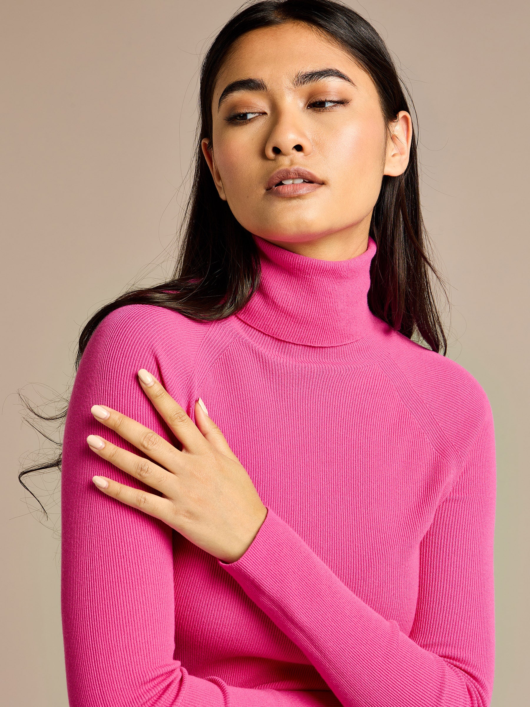 Anna Knit Pink Turtle Neck Jumper | GWD Fashion