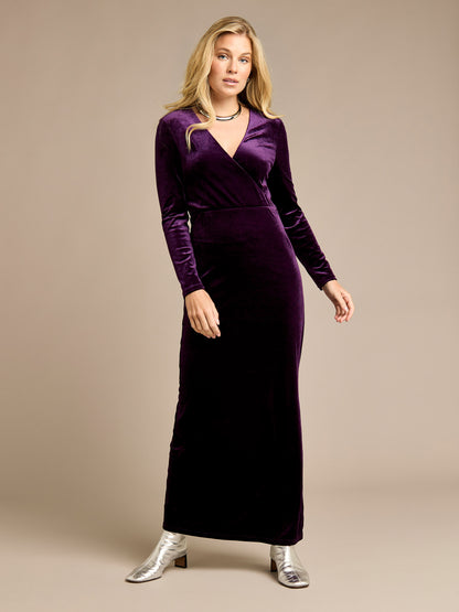 Alex Wrap-Front Velvet Maxi Dress