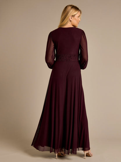 Martha Stretch Mesh Purple Maxi Dress