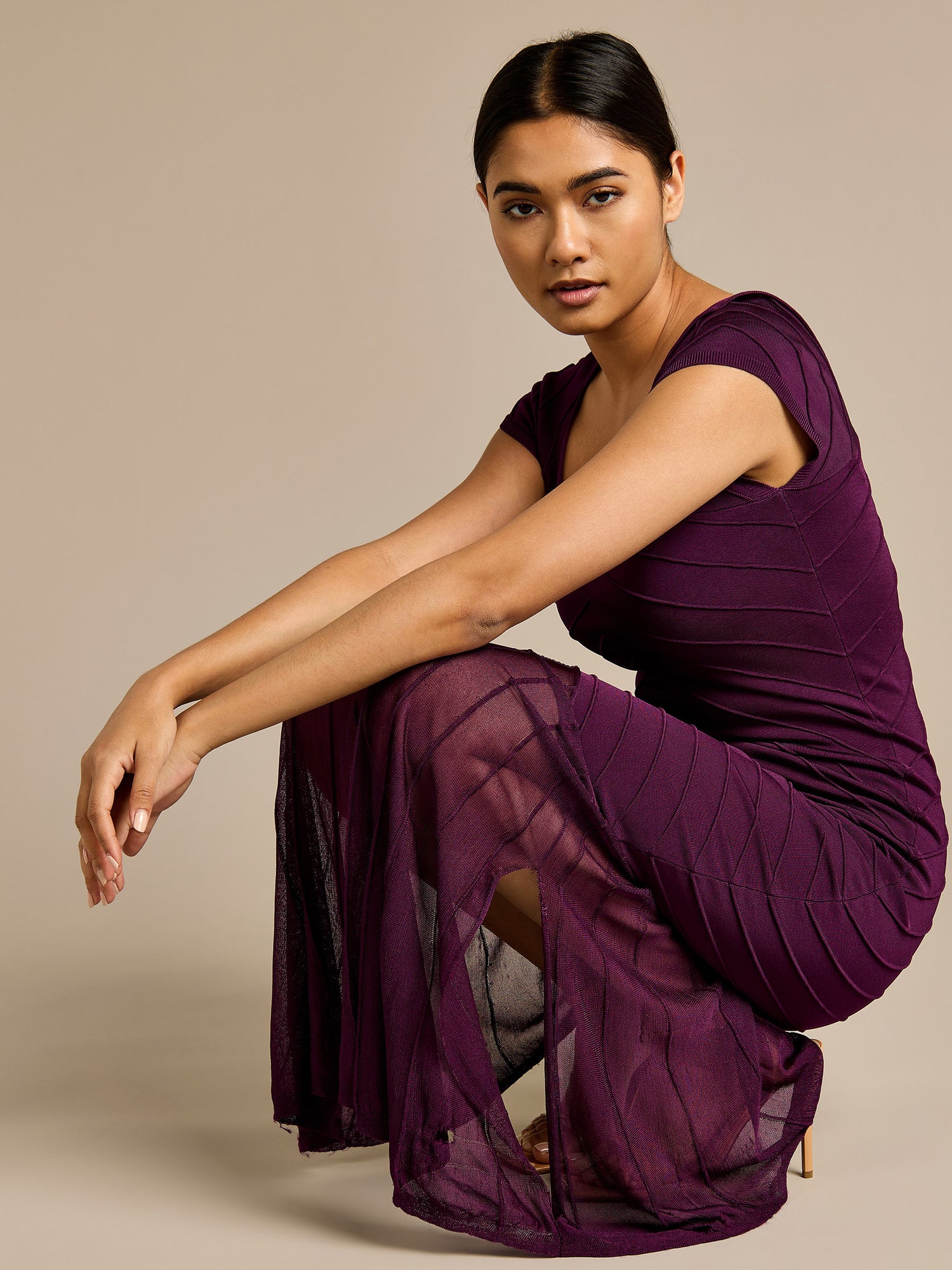 GWD Ramona Knitted Purple Maxi Dress