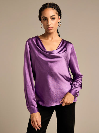 Scarlet Satin Cowl Neck Top