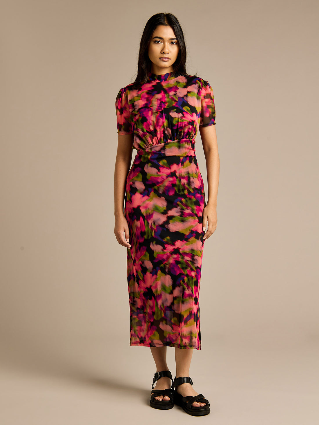 Dani Print Mesh Midi Dress