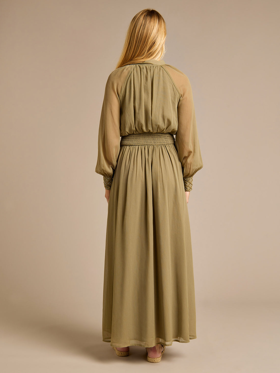 GWD Della Notch Tie Neck Maxi Dress