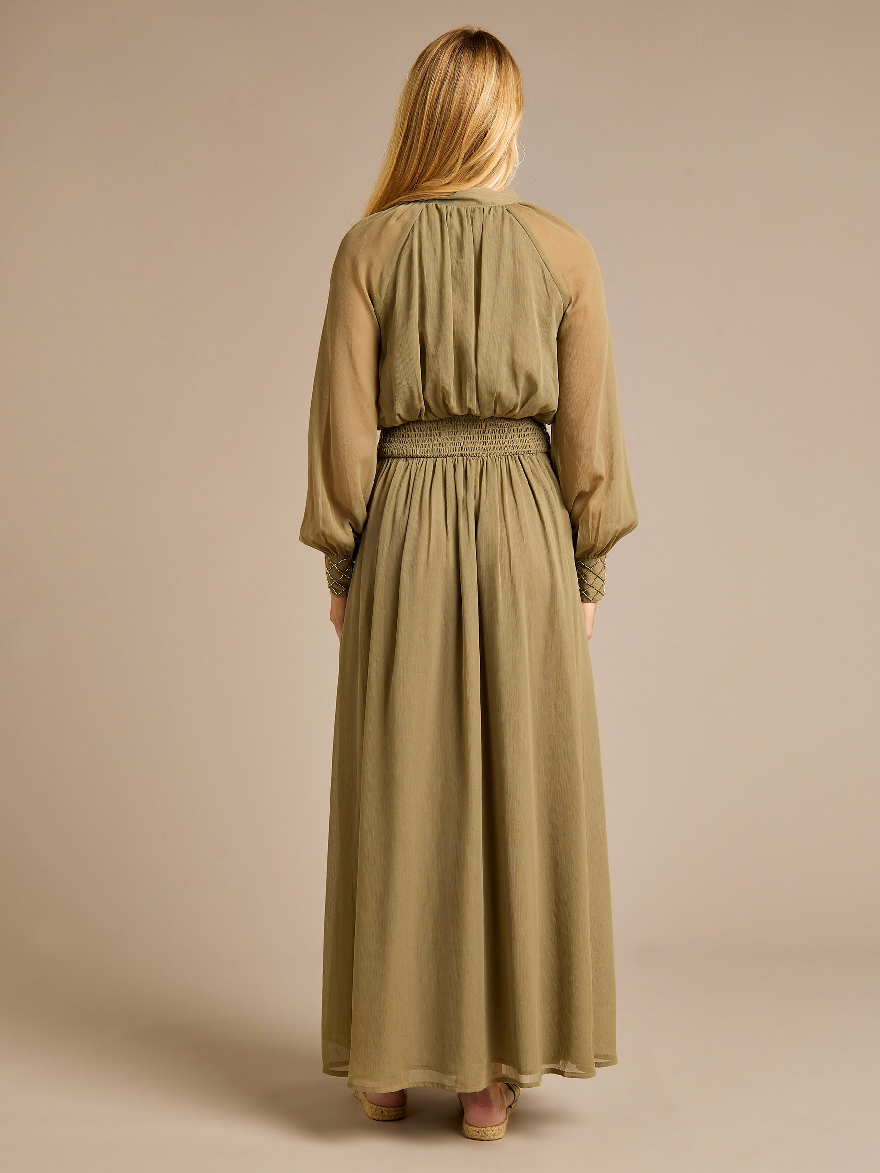 Della Notch Tie Neck Maxi Dress