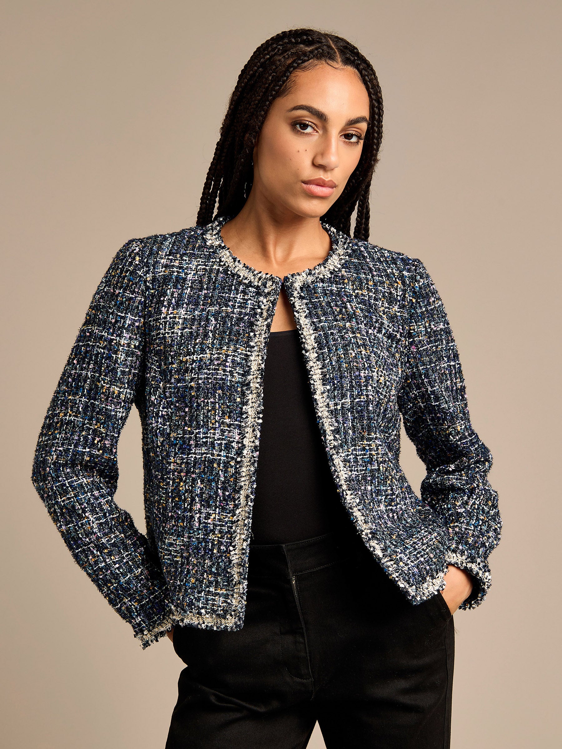 Chloe-May Blue Boucle Jacket | GWD Fashion