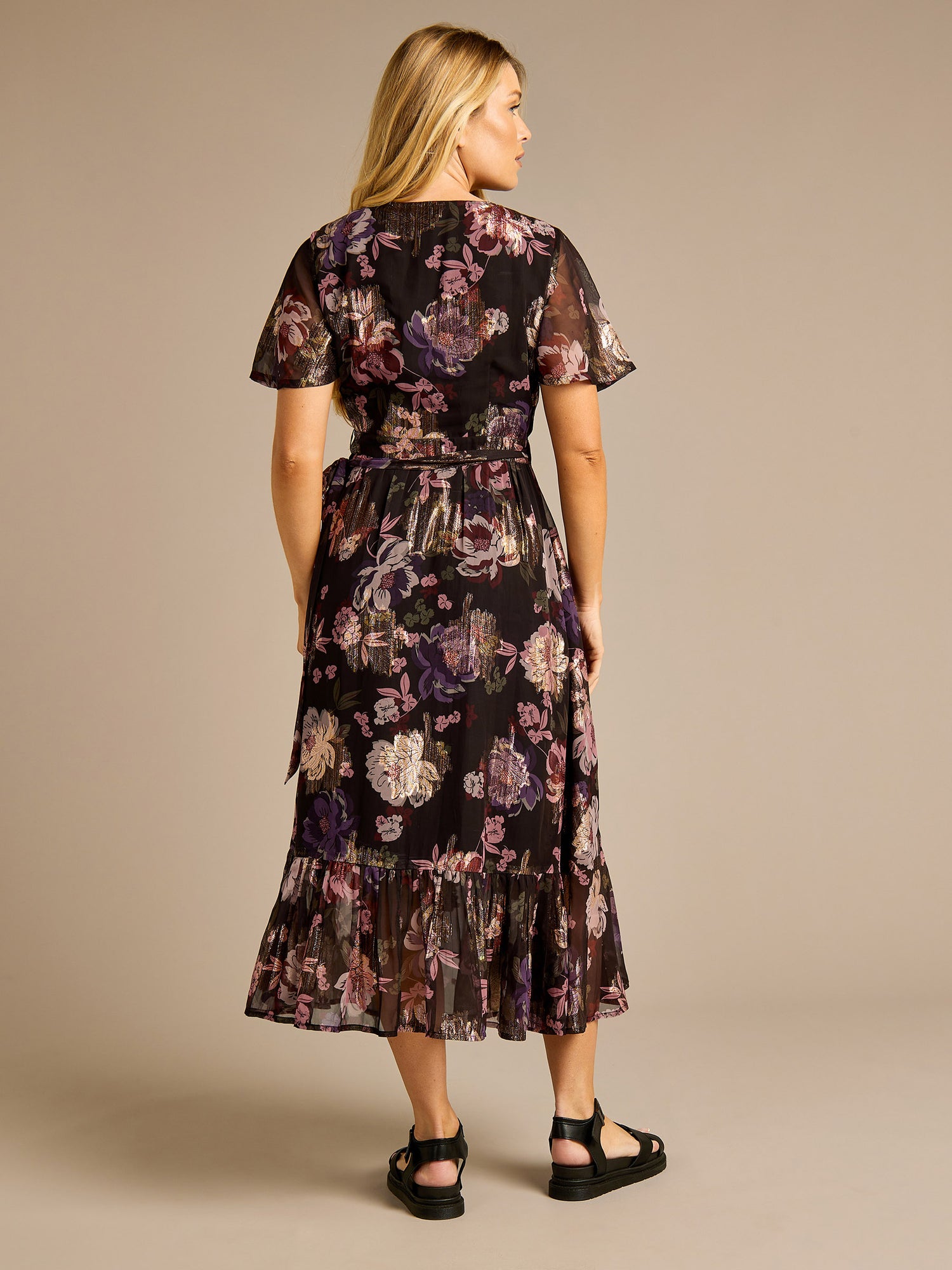 Kimmie Jacquard Floral Print Midi Dress