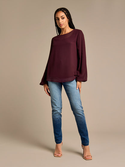 Maura Long Sleeve Chiffon Blouse