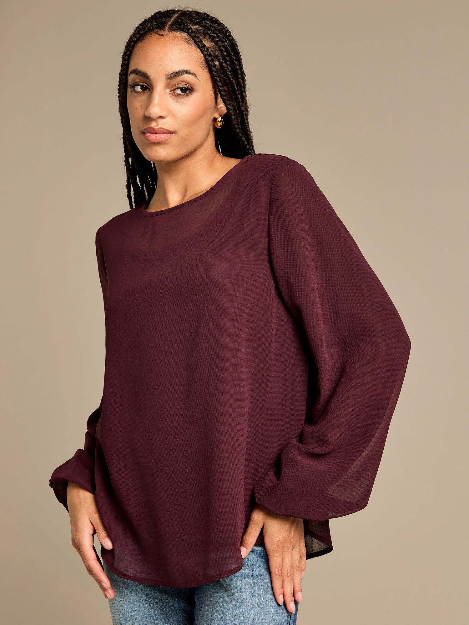 Maura Long Sleeve Chiffon Blouse | GWD Fashion