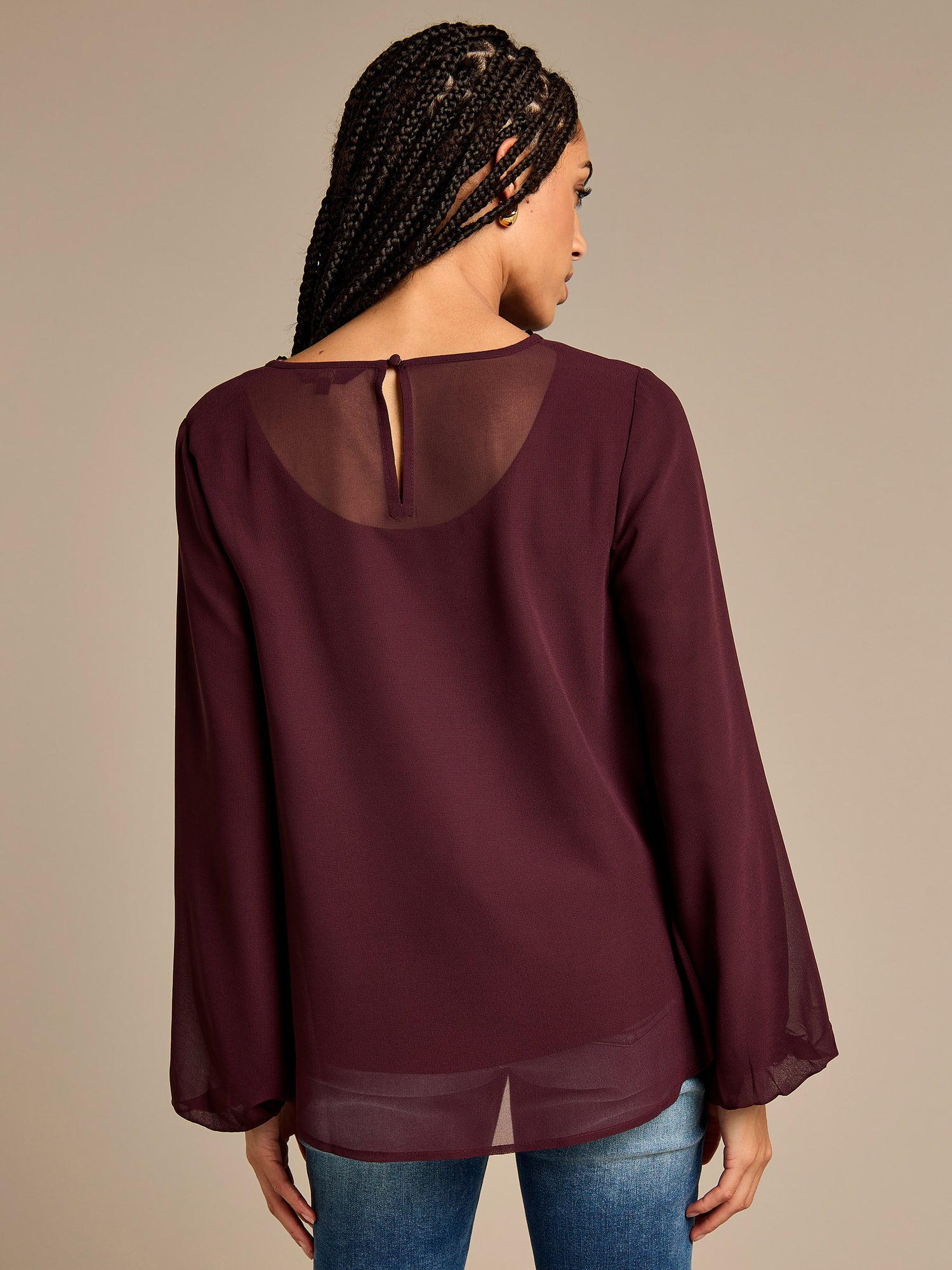 Maura Long Sleeve Chiffon Blouse