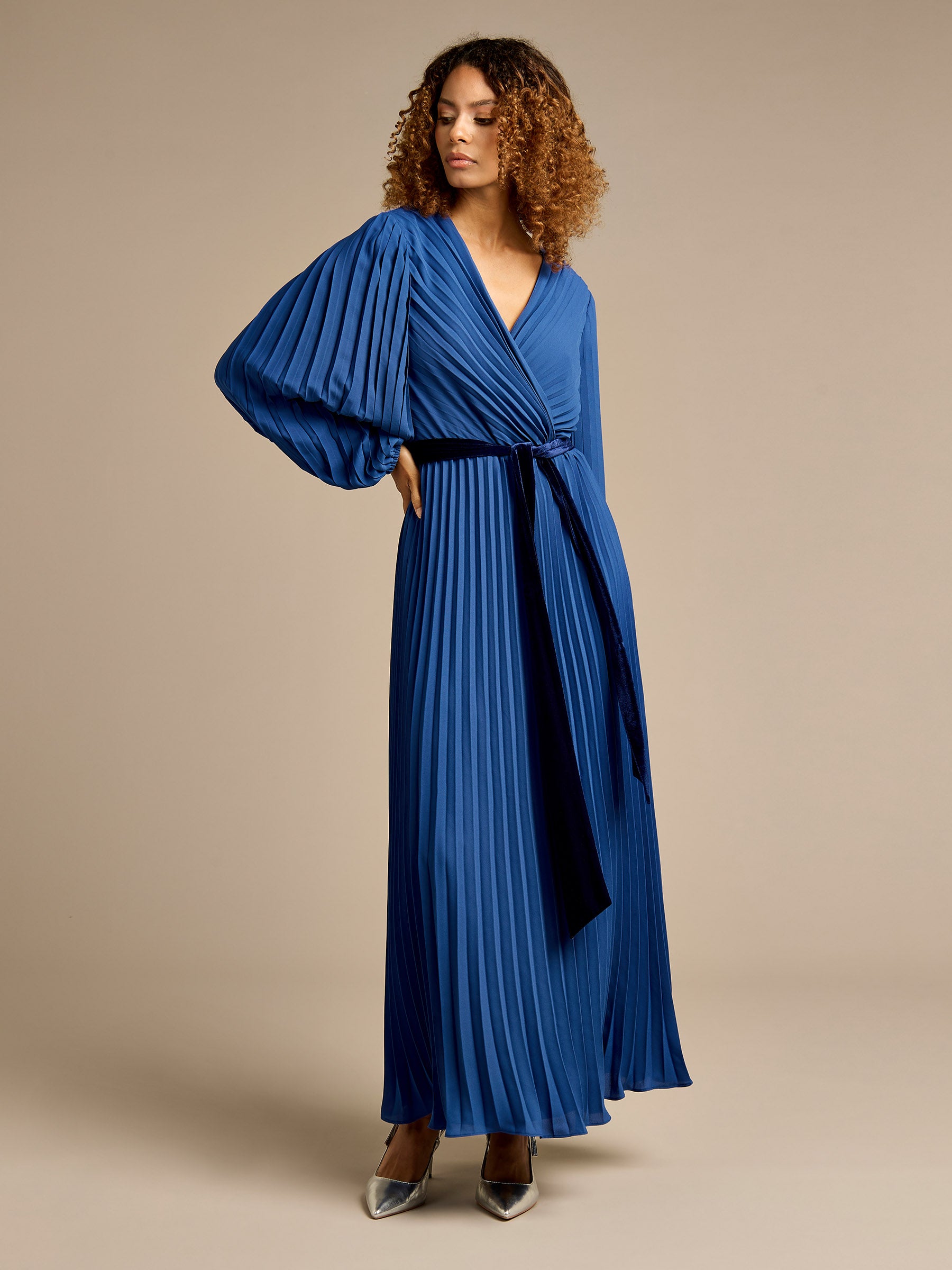 Diana Pleated Wrap Front Maxi Dress | GWD Fashion