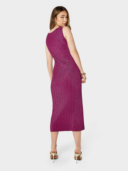 Witney Pink Sparkle Knitted Midi Dress and Cardigan Outfit