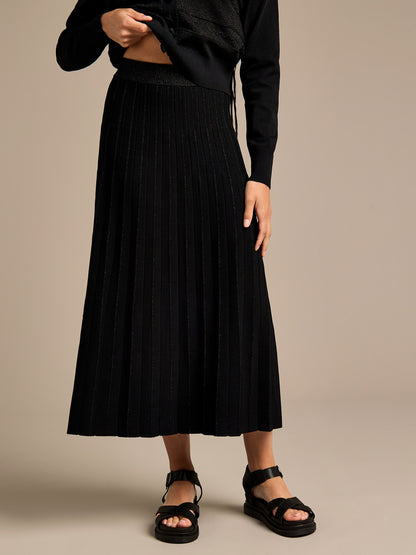 Phyllis Sparkle Cardigan and Pleated Skirt Outfit