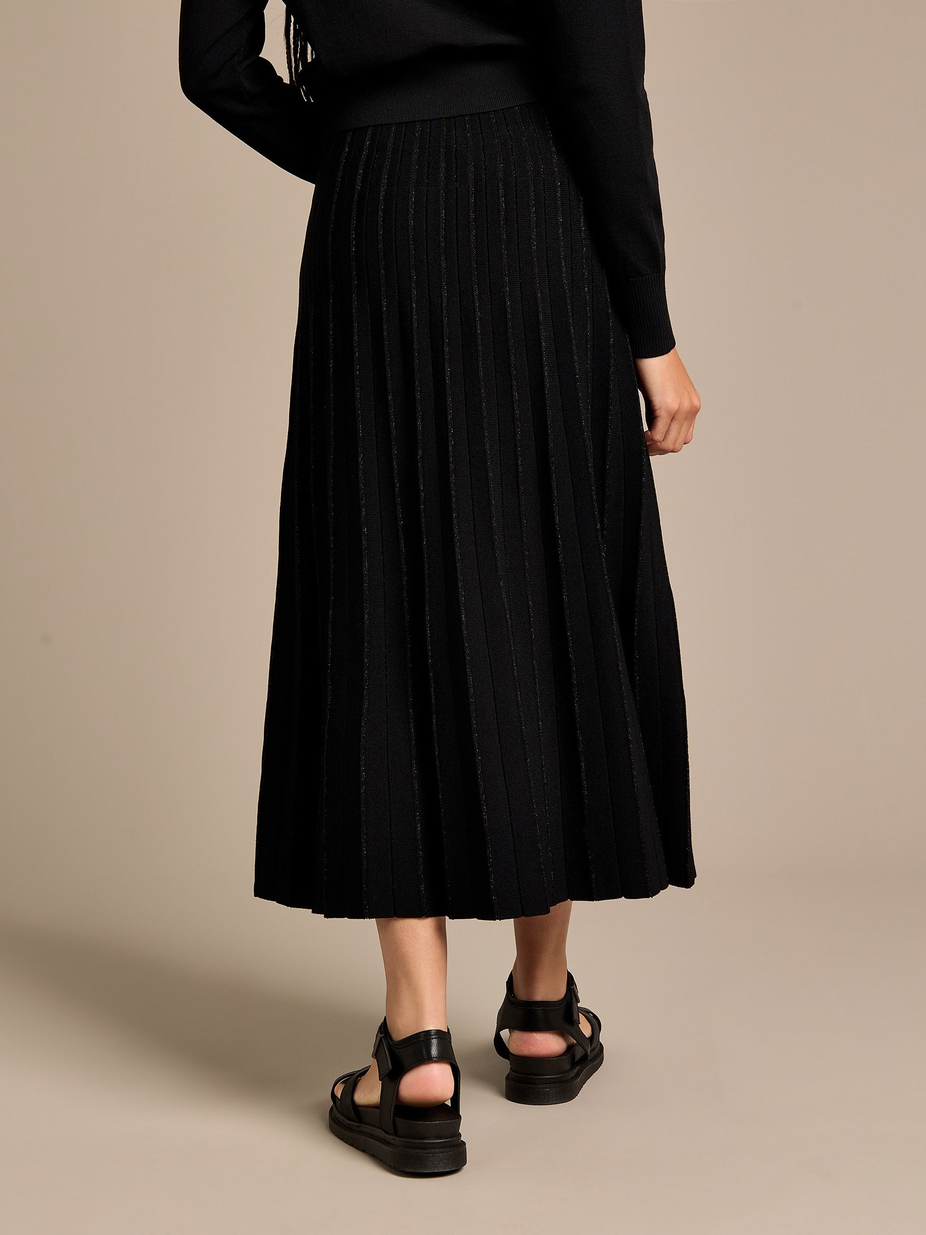 Phyllis Sparkle Cardigan and Pleated Skirt Outfit