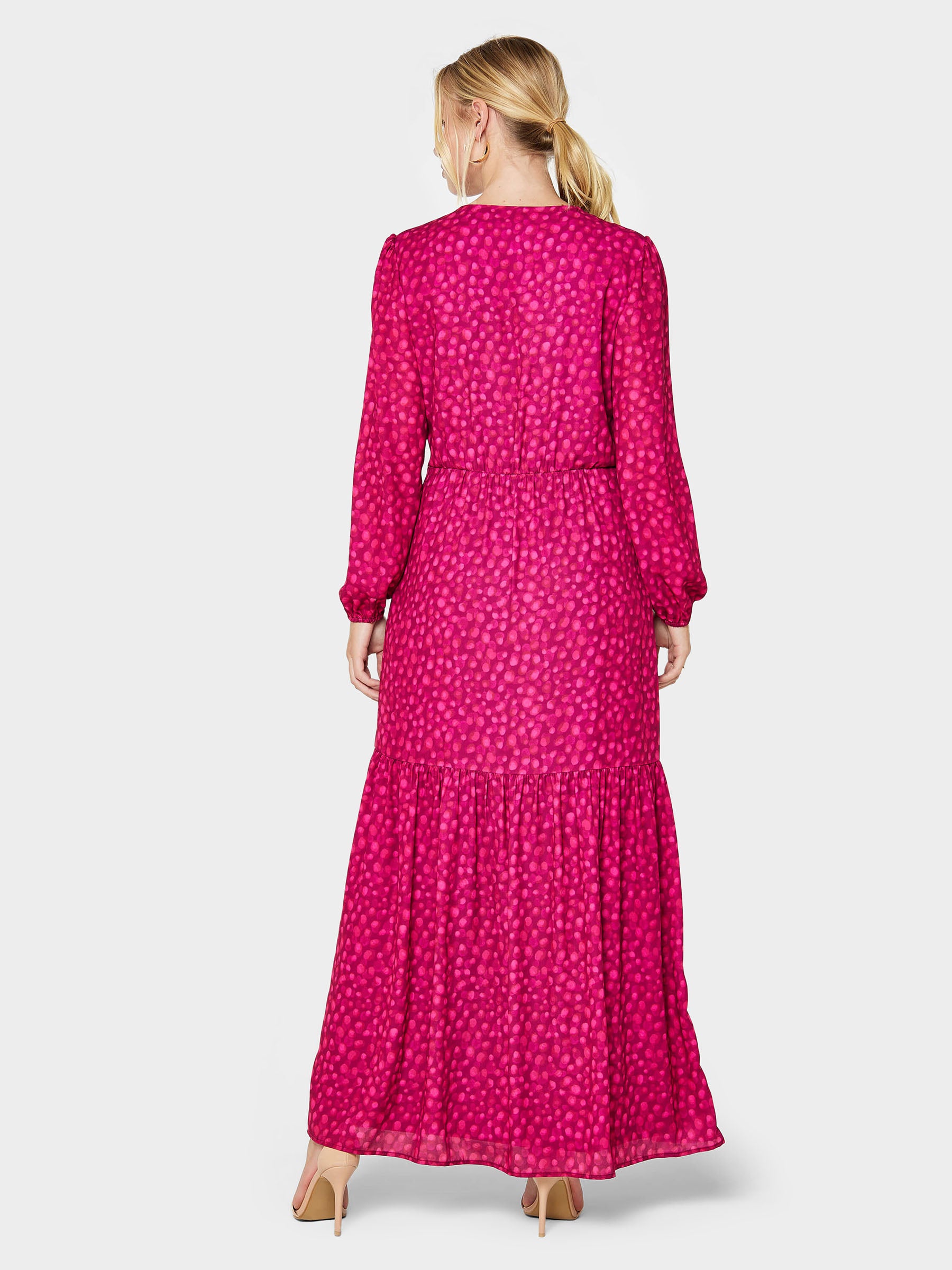 Fiona Spot Print Pink Maxi Dress