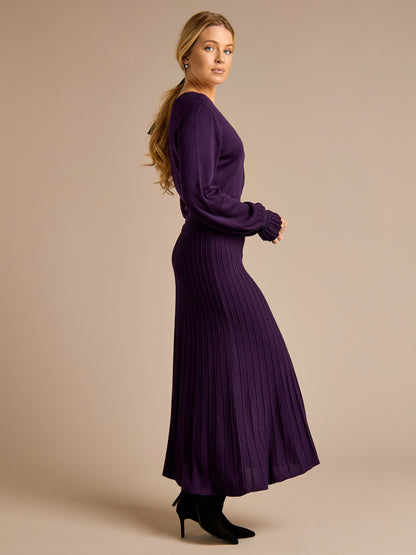 Olivia Stretch Knit Purple Midi Dress