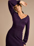 Olivia Stretch Knit Purple Midi Dress | GWD Fashion