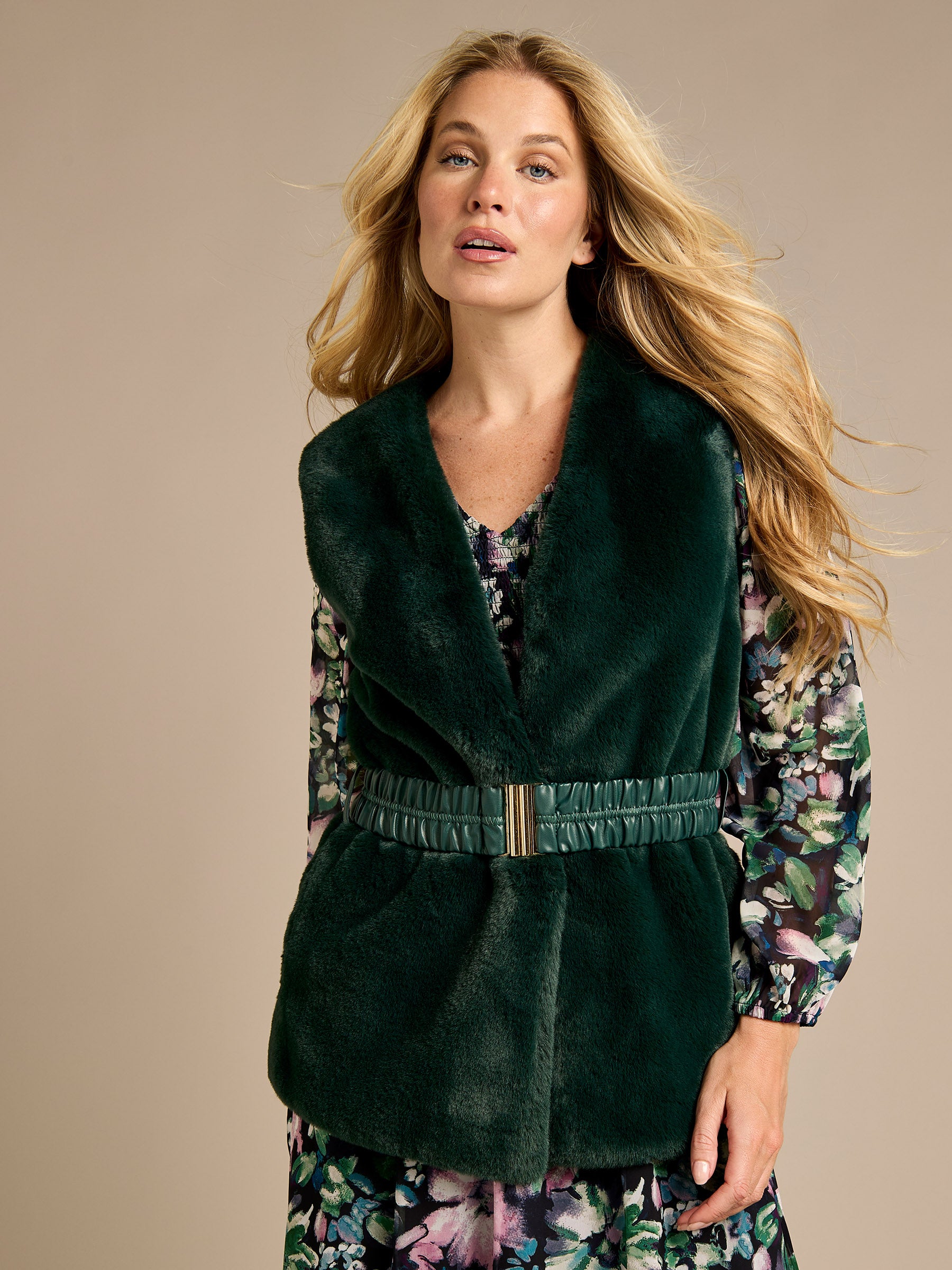 Phoebe Faux Fur Belted Gilet