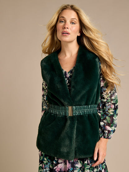 Phoebe Faux Fur Belted Gilet