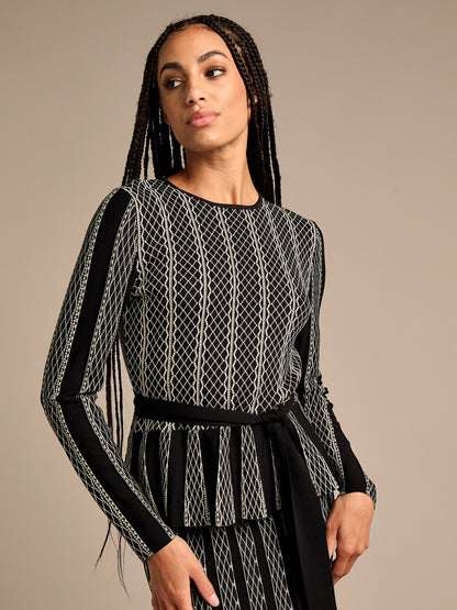 Sienna Stripe Tie Waist Knitted Top | GWD Fashion