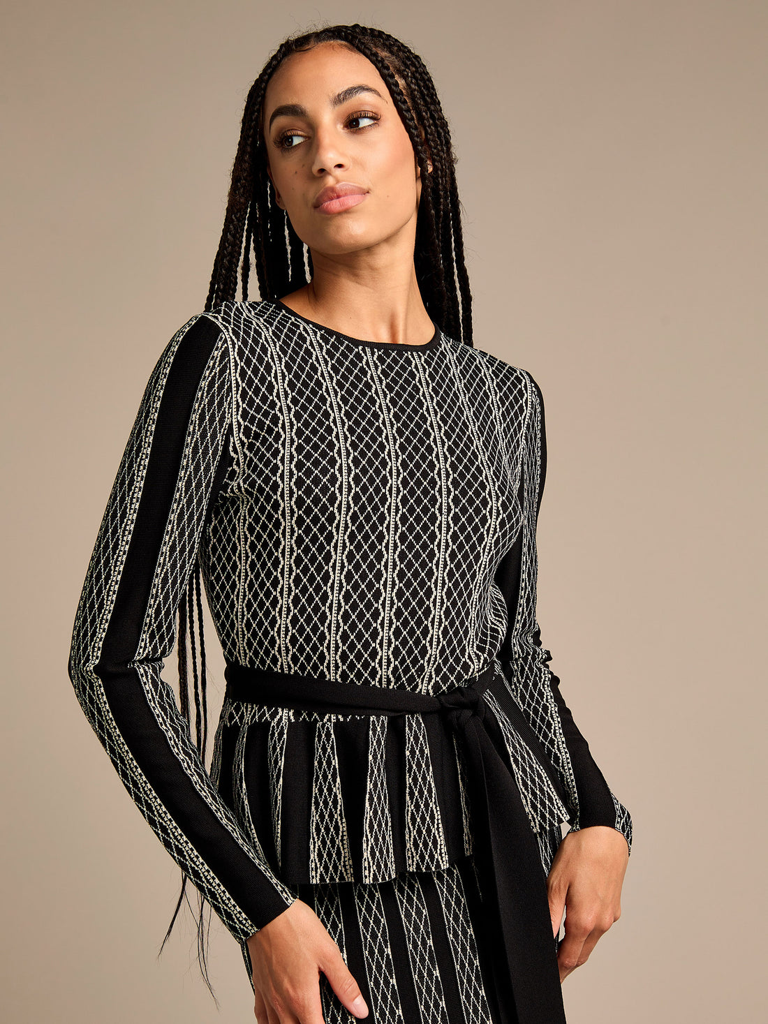 Sienna Stripe Knitted Top and Maxi Knitted Skirt Outfit