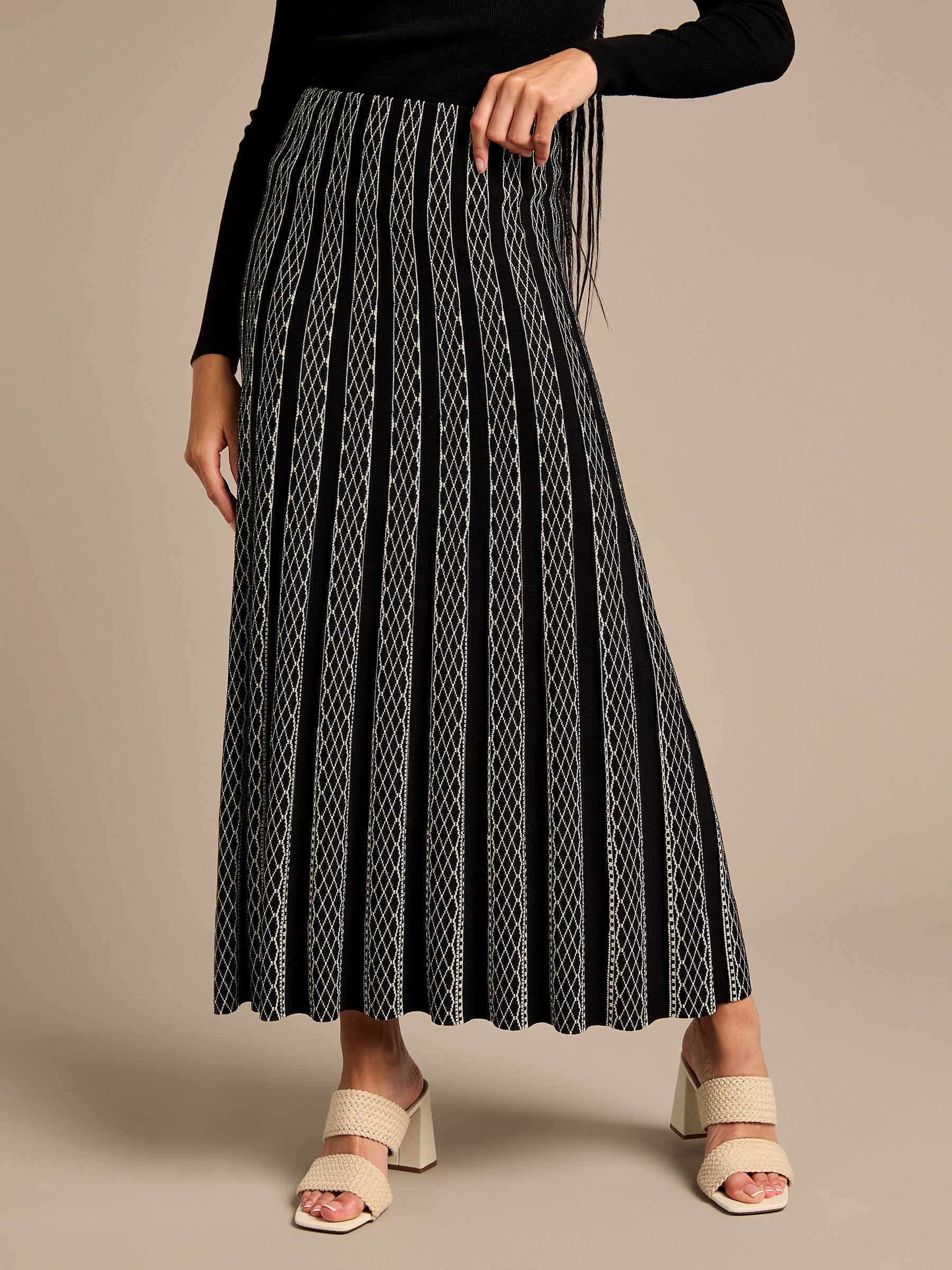 Sienna Stripe Knitted Top and Maxi Knitted Skirt Outfit