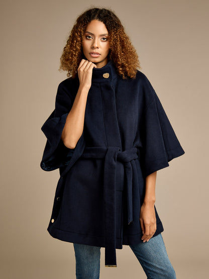 Ffion Cape Navy Short Sleeve Coat