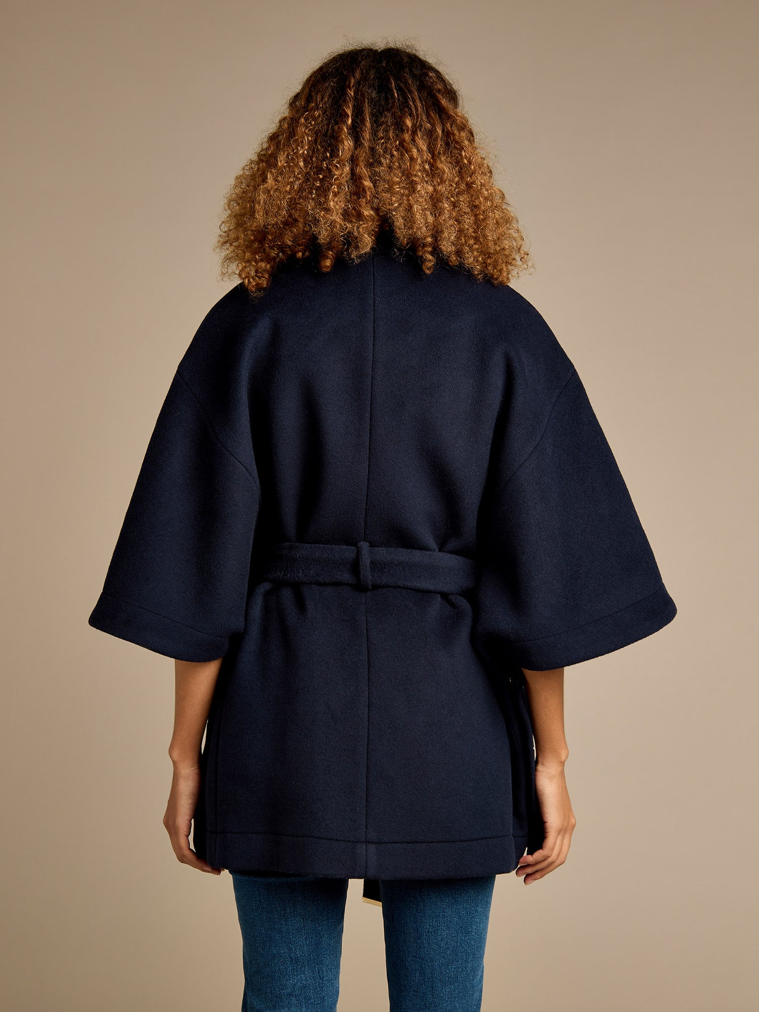 Ffion Cape Navy Short Sleeve Coat