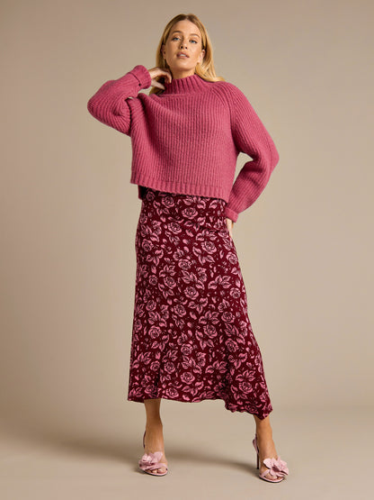 Sable Pink Printed Knitted Skirt | GWD Fashion