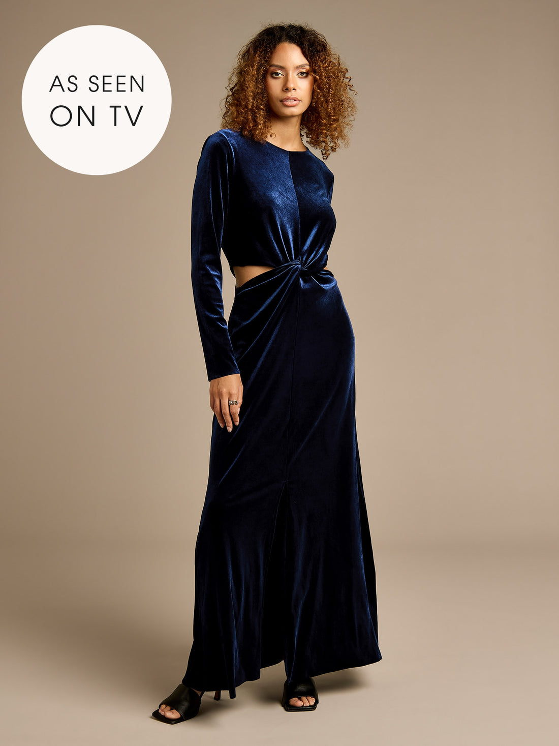 GWD Yasmina Stretch Velvet Navy Maxi Dress