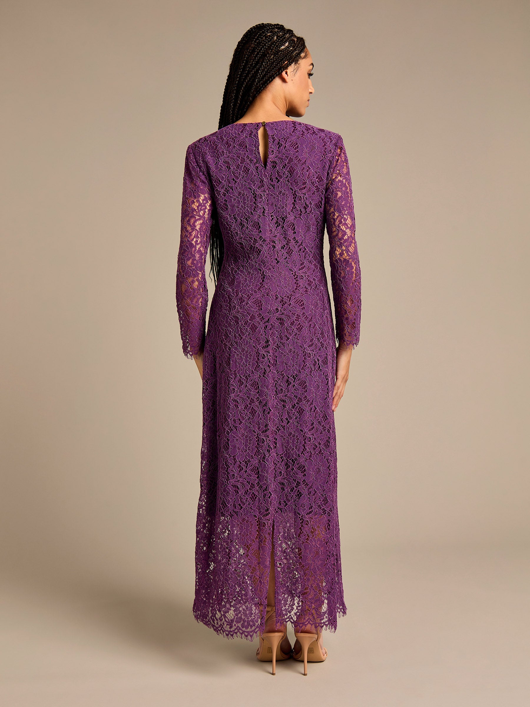 Rosalia All-over Lace Purple Maxi Dress