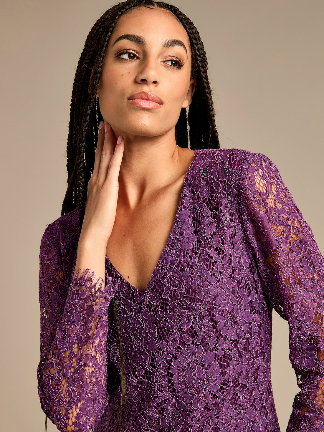 Rosalia All-over Lace Purple Maxi Dress