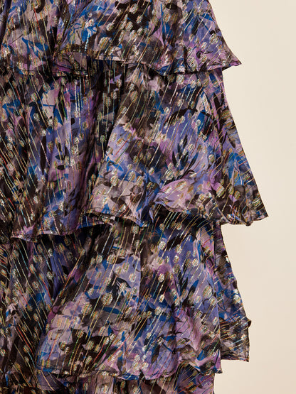 Hillary Metallic Abstract Print Midi Dress