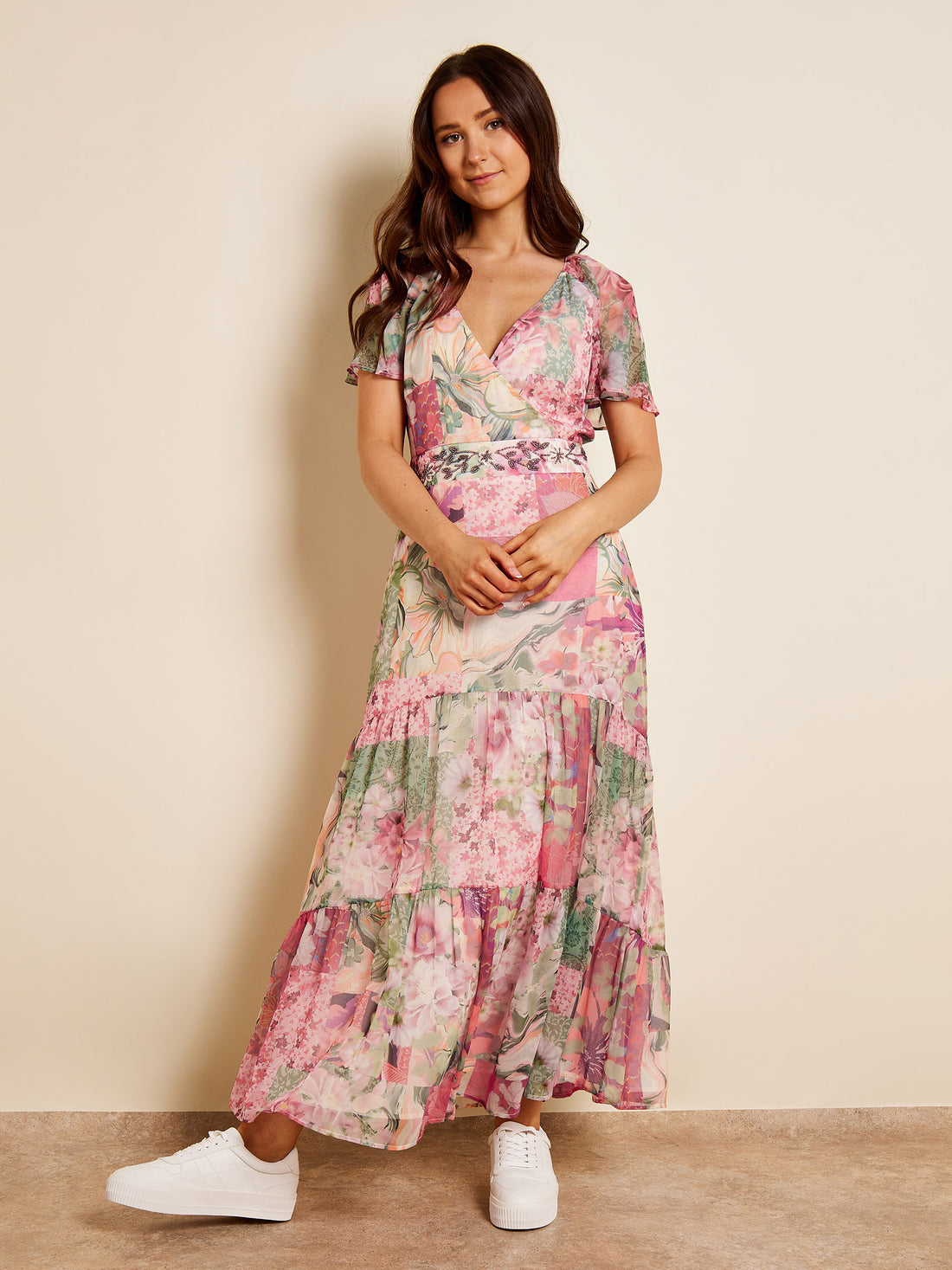 Gabbie Patchwork Printed Floral Maxi Dress