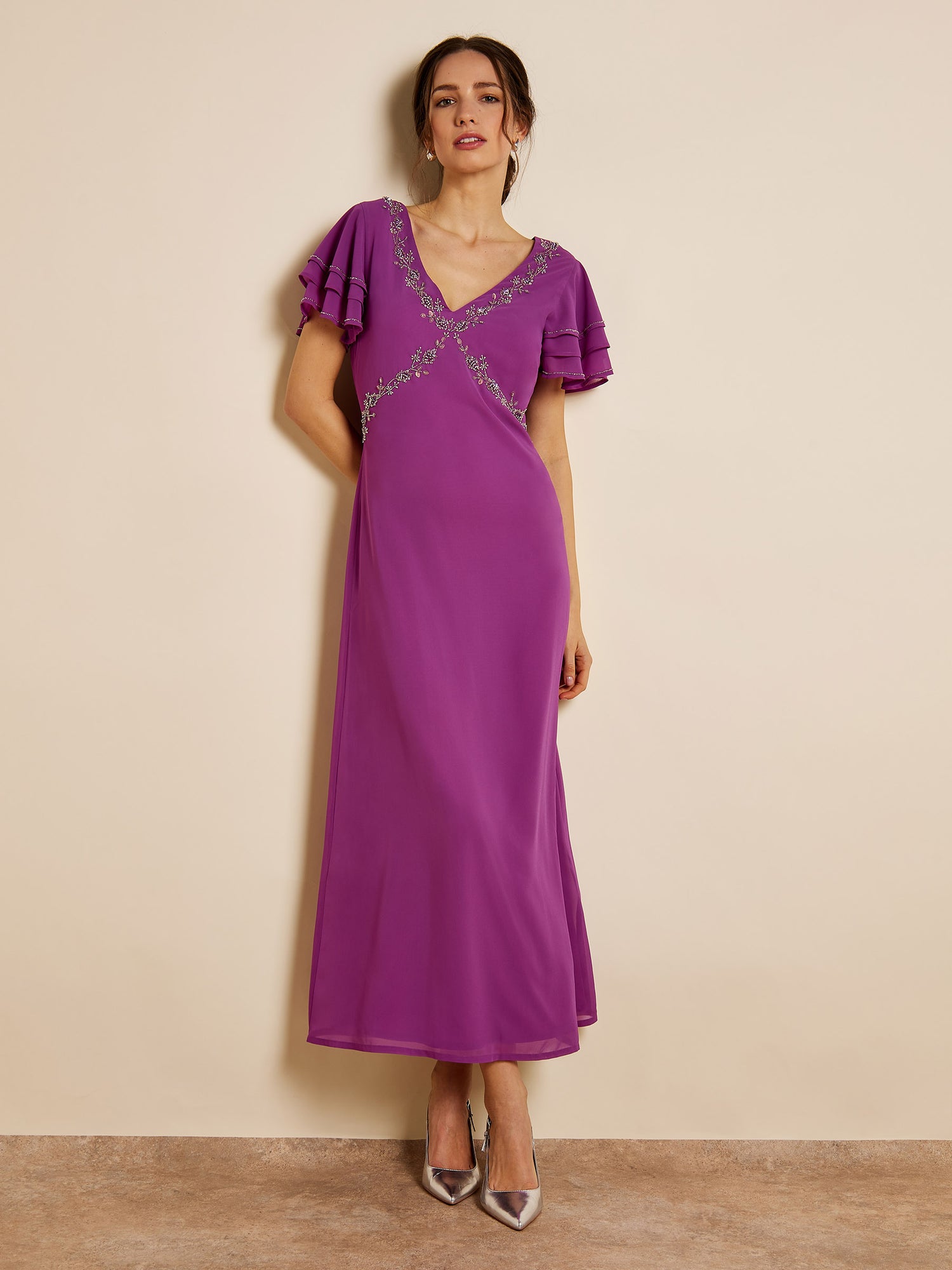 Alessia Sparkle Floral Purple Maxi Dress