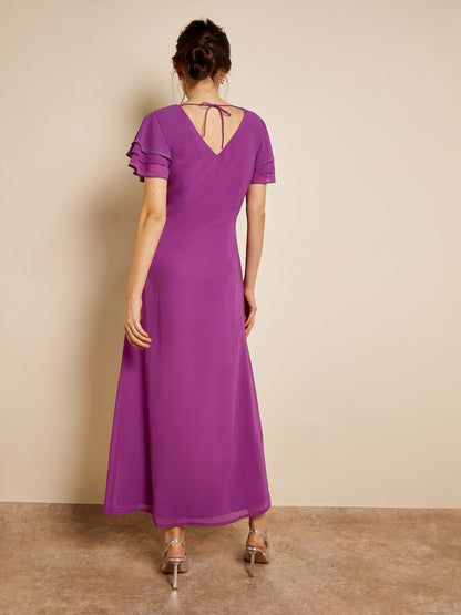 Alessia Sparkle Floral Purple Maxi Dress