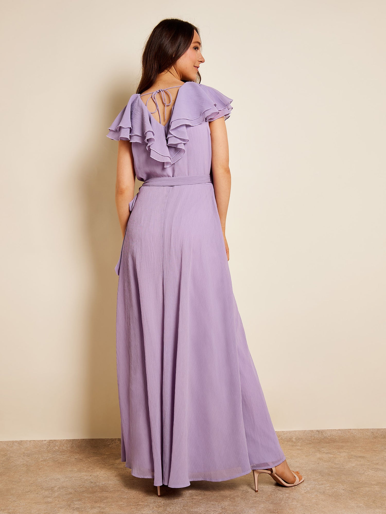 Nula Crinkle Chiffon Wrap Style Maxi Dress