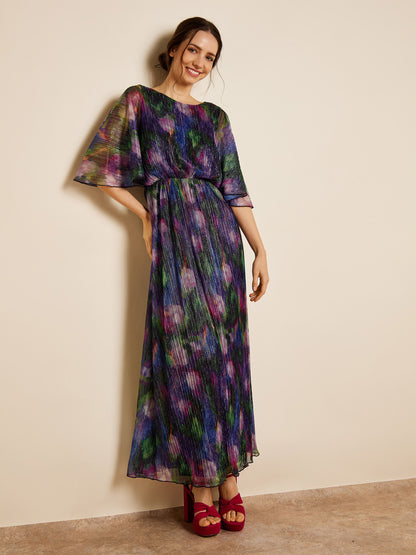 Cameron Printed Metallic Maxi Dress