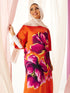 Tropicana Orange Floral Printed Satin Kaftan | GWD Fashion