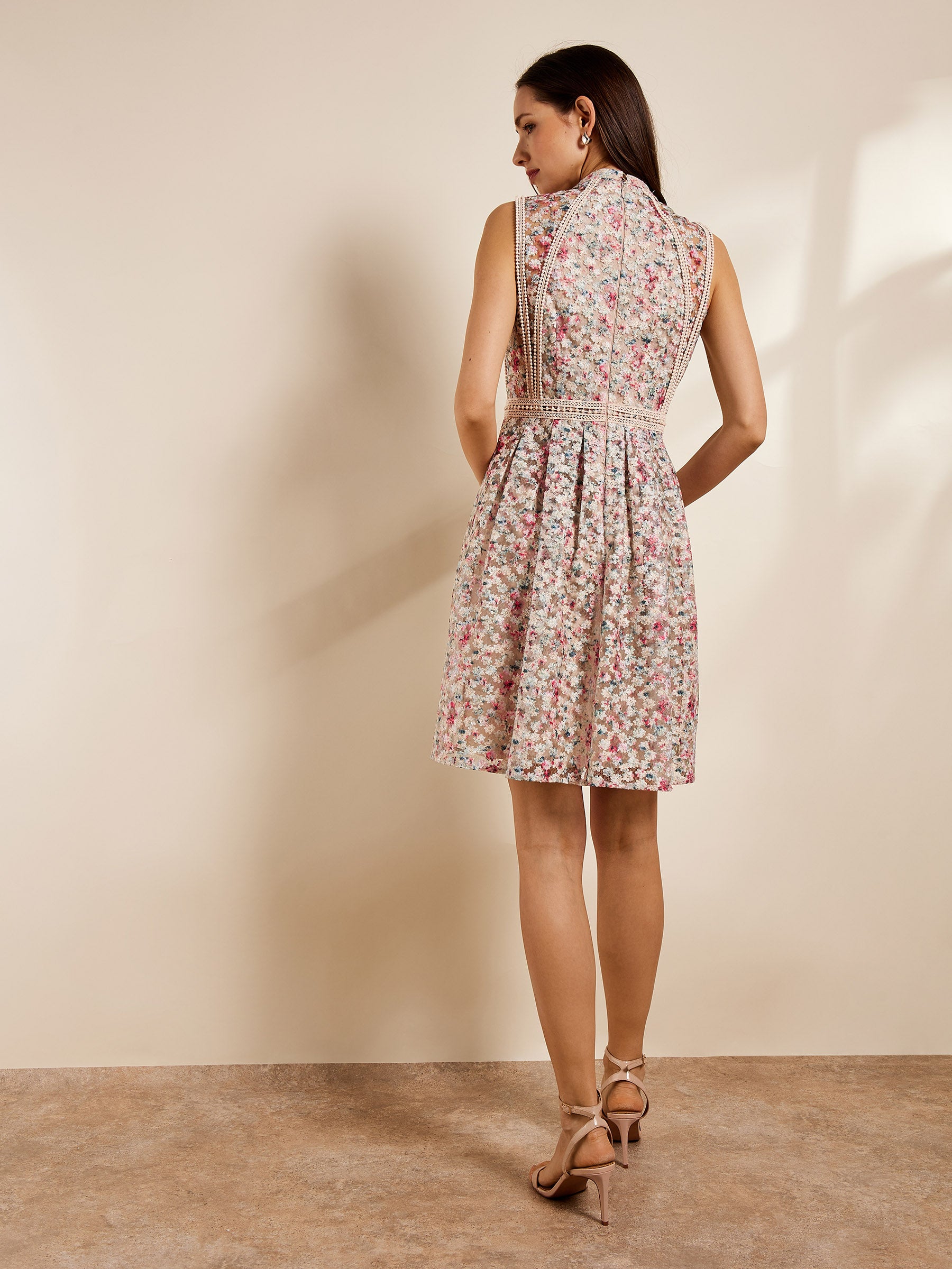 Paytona Floral Print Knee Length Lace Dress