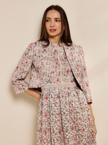 Paytona Floral Print Lace Dress and Lace Jacket Outfit