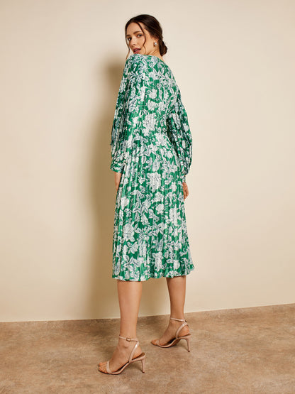 Dakota Leafy Floral Print Midi Dress