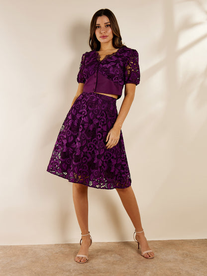 Paola Purple Lace Top and Skirt Outfit | GWD Fashion