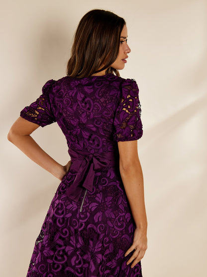 Paola Purple Lace Top and Skirt Outfit