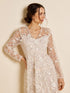 Sparkle Sandy Embroidered Mesh Long Sleeved Cream Midi Dress | GWD Fashion