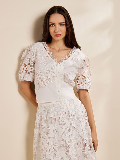 Paola Lace Top and Lace Skirt Outfit