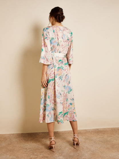 Julia Satin Printed Midi Dress