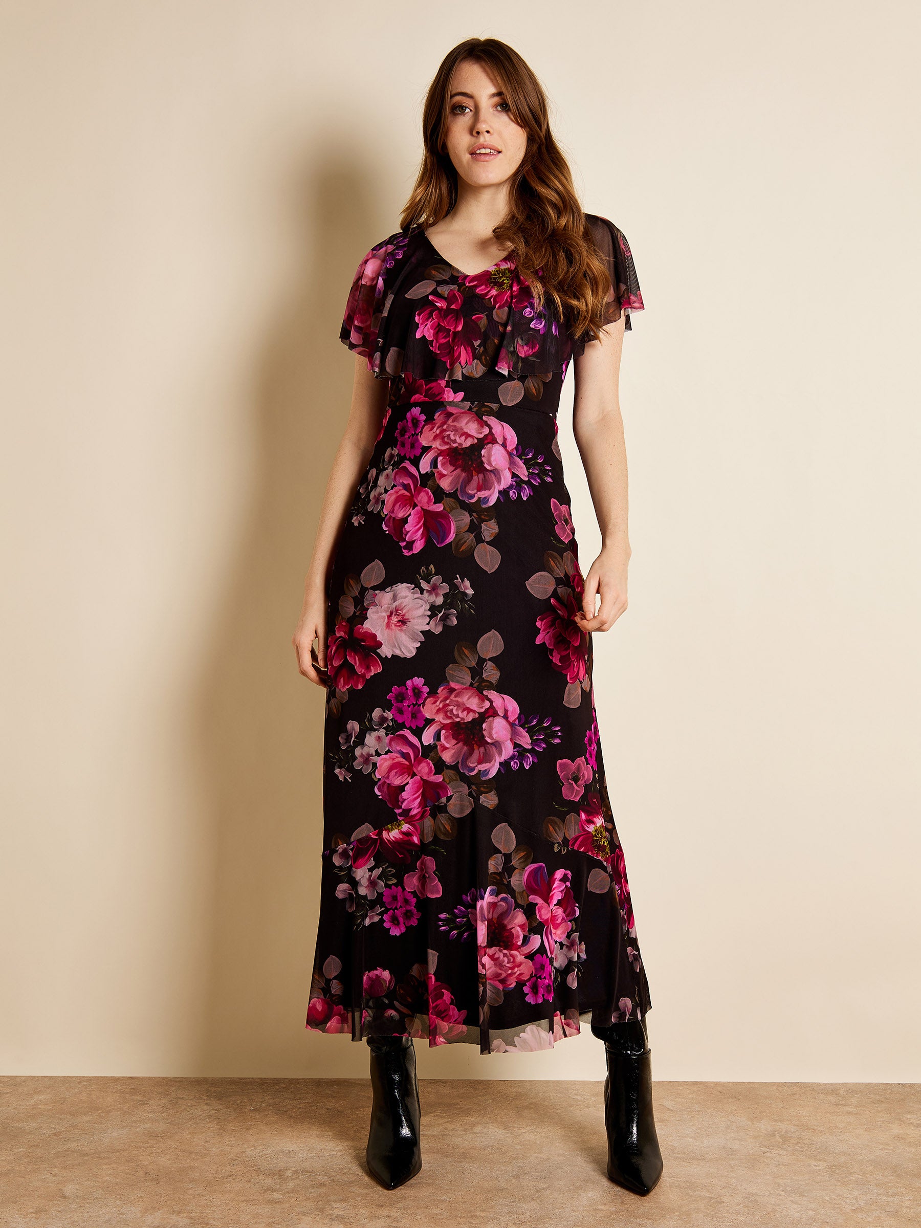 Jenny Floral Print Short Sleeve Maxi Dress