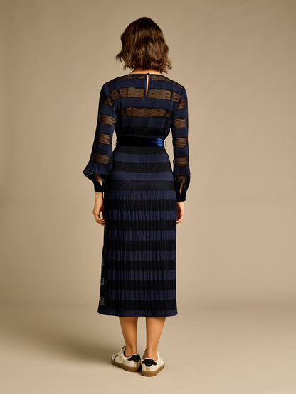 Petunia Navy Jersey Lace Dress